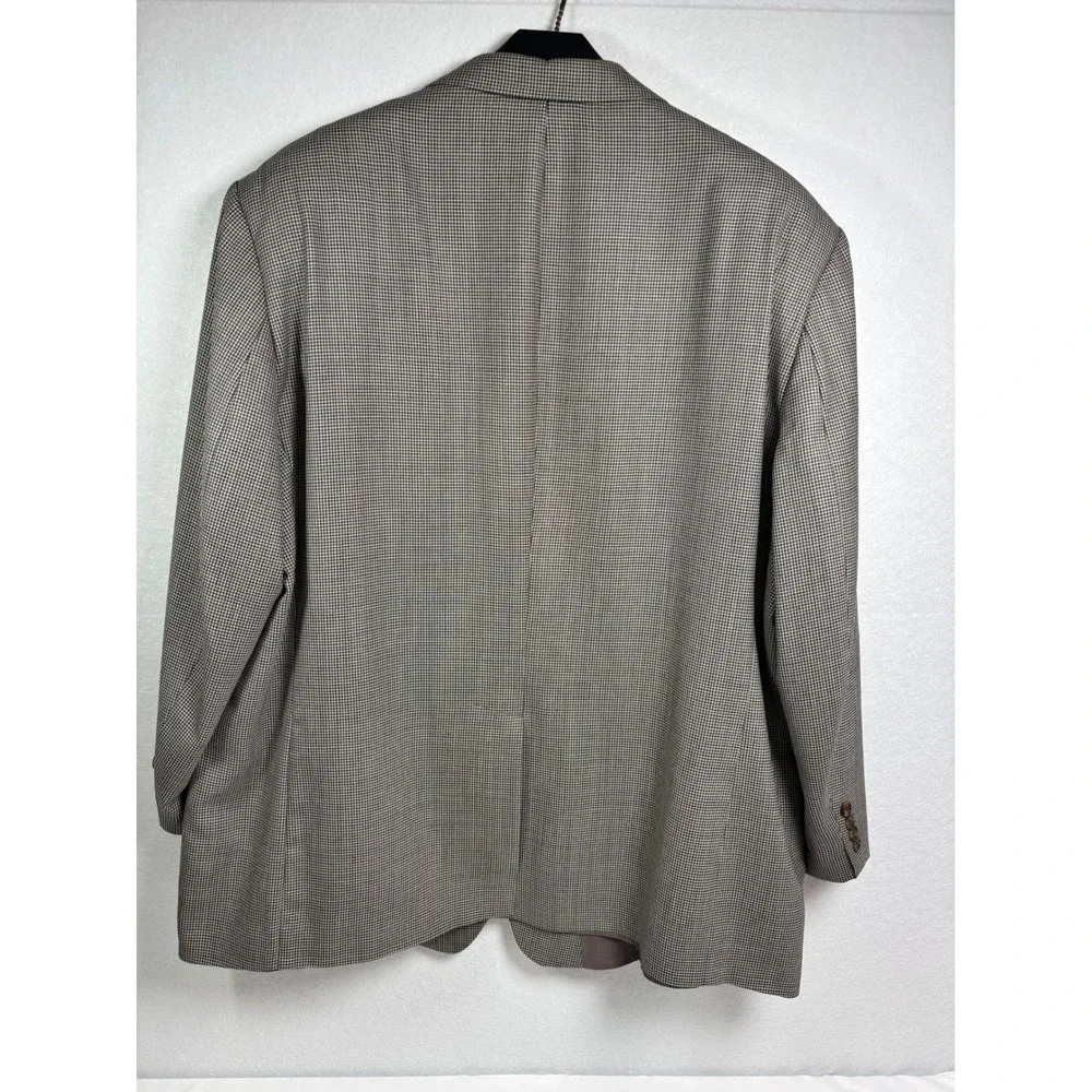 Lauren Ralph Lauren Mens 54R Wool Houndstooth Blazer Sport Coat Brown Tan